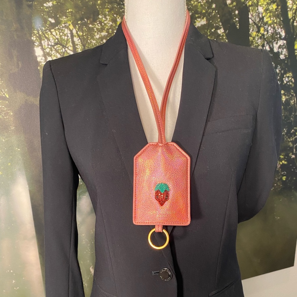 Kurt Geiger Metallic ID/Card Holder with Strawberry Detail, NWT No Box - Picture 6 of 7